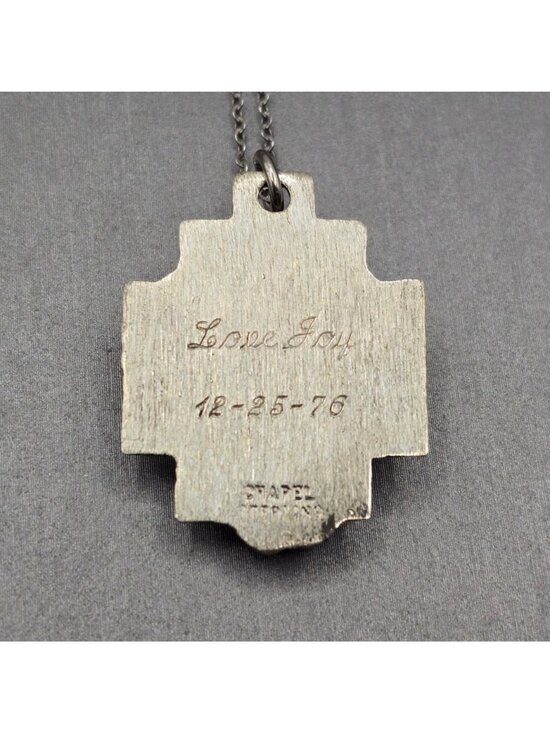 Vintage Chapel Sterling Silver Agony of Christ Pendant Necklace Brutalist 1976 - Picture 9 of 15